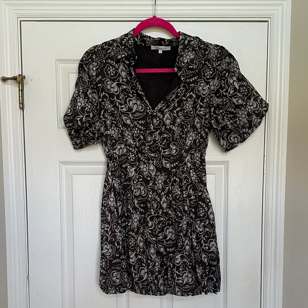 Olivacious Brown and White Floral Mini Dress